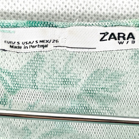 Zara Sheer Floral Ruched Sleeve Tulle Top - Picture 8 of 8